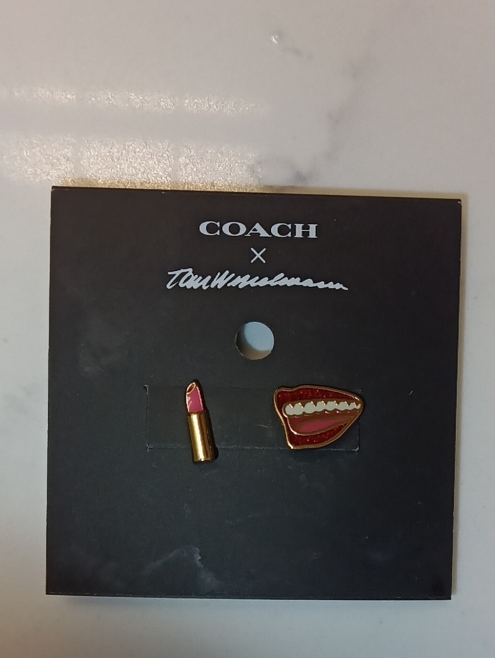 Coach Enamel Lipstick & Lips Stud Earring Set - Red, Pink, Gold